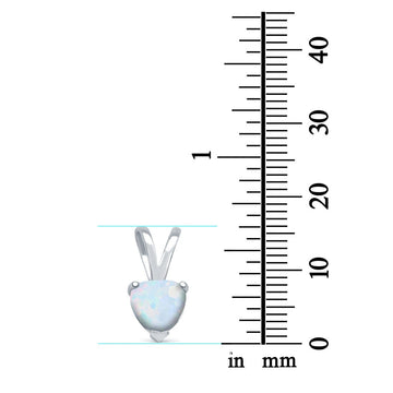 Lab Created White Opal Heart Pendant 925 Sterling Silver